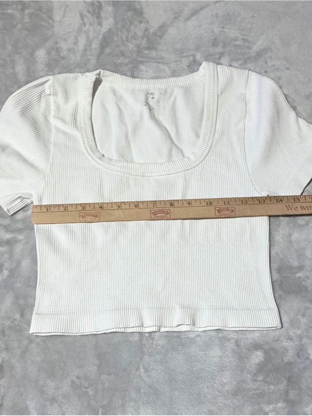 Women’s White Ribbed Square Neck Crop Top - Picture 3 of 5